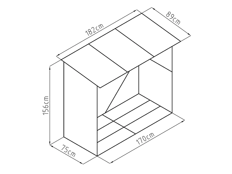 Casetta ceppi di legno Acciaio galvanizzato effetto Legno 1,98m3 2 steri L182xP89xH156cm - BIRWOOD