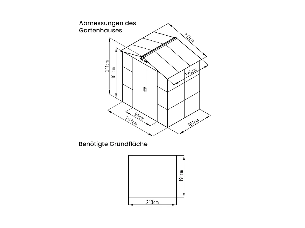 Tuinhuisje van gegalvaniseerd staal met grijs houteffect 7,17 m² - ADELMO