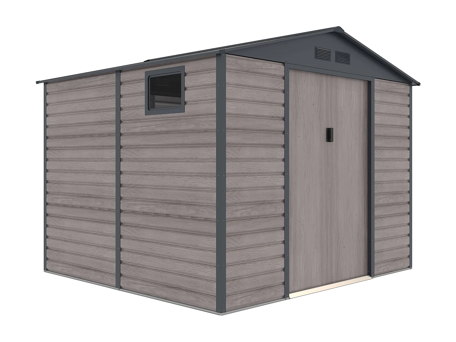 Trädgårdsbod i galvaniserat stål med grå träeffekt 7,17 m² ADELMO