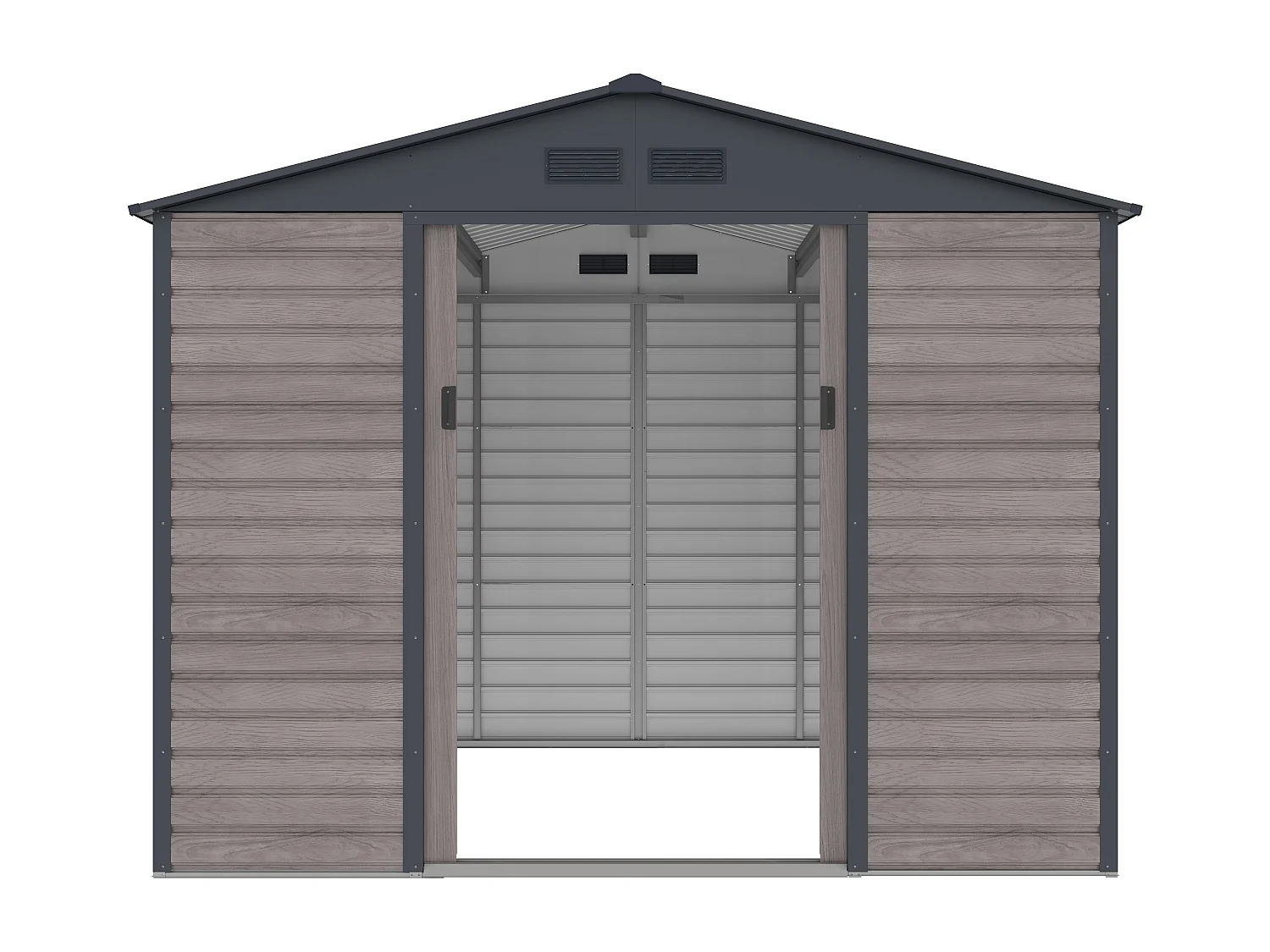Trädgårdsbod i galvaniserat stål med grå träeffekt 7,17 m² ADELMO