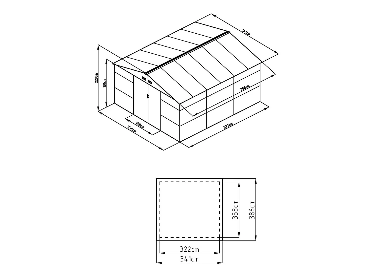 Abri de jardin métal en acier galvanisé effet bois gris 13,12 m² - ADELMO