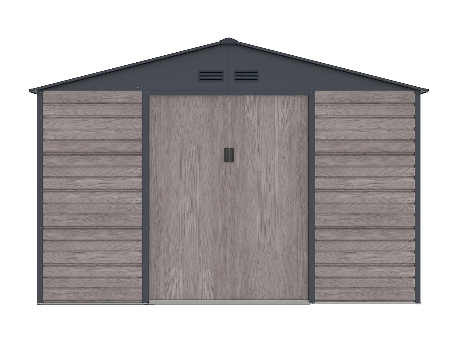 Casetta da giardino 13,12 m² Metallo in Acciaio galvanizzato effetto Legno Grigio - ADELMO