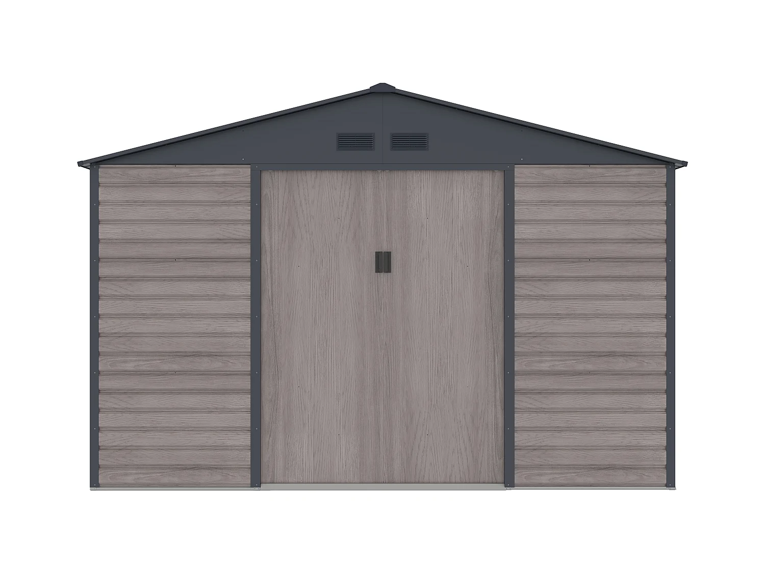 Abri de jardin métal en acier galvanisé effet bois gris 13,12 m² - ADELMO