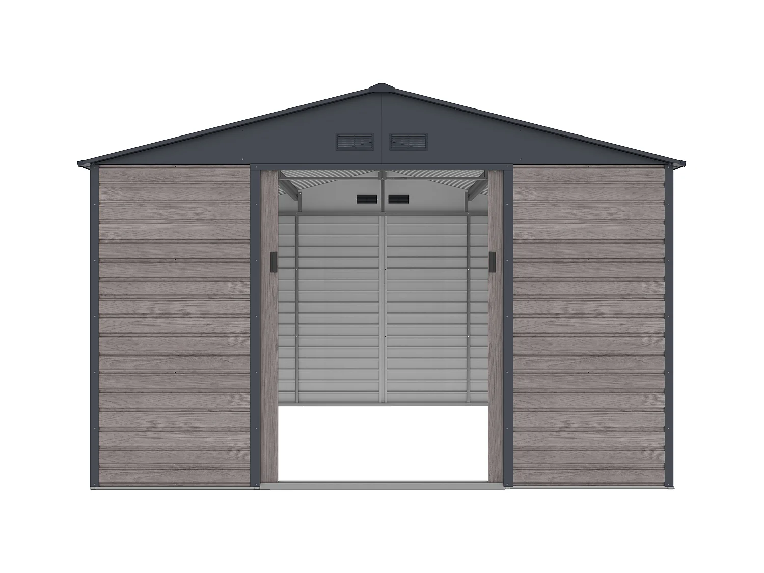 Abri de jardin métal en acier galvanisé effet bois gris 13,12 m² - ADELMO
