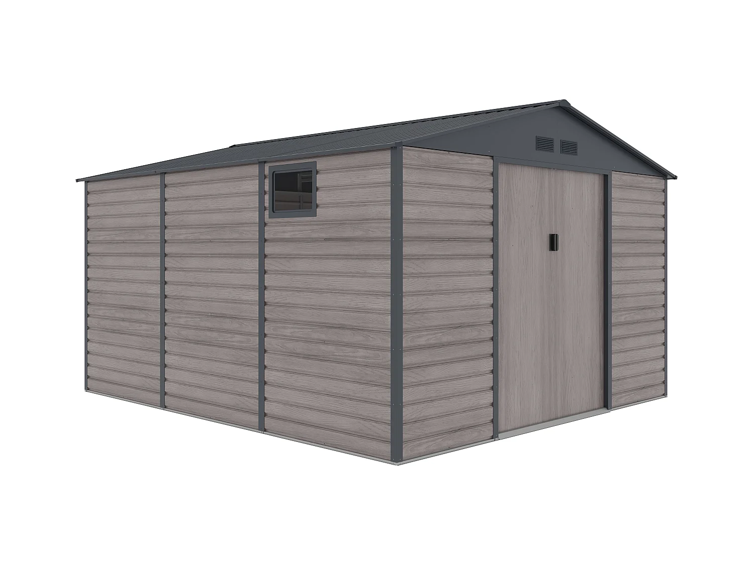 Abri de jardin métal en acier galvanisé effet bois gris 13,12 m² - ADELMO