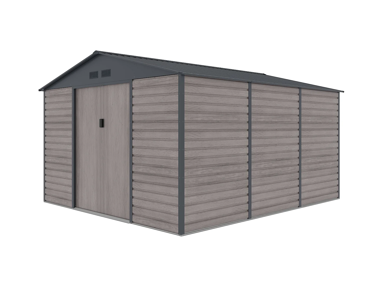 Abri de jardin métal en acier galvanisé effet bois gris 13,12 m² - ADELMO