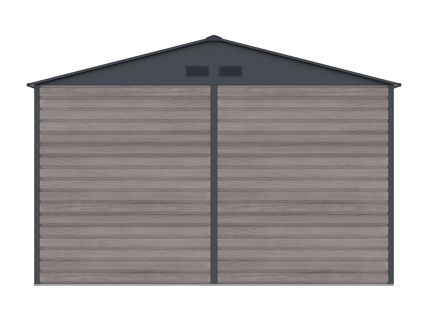 Tuinhuisje van gegalvaniseerd staal met grijs houteffect 13,12 m² - ADELMO