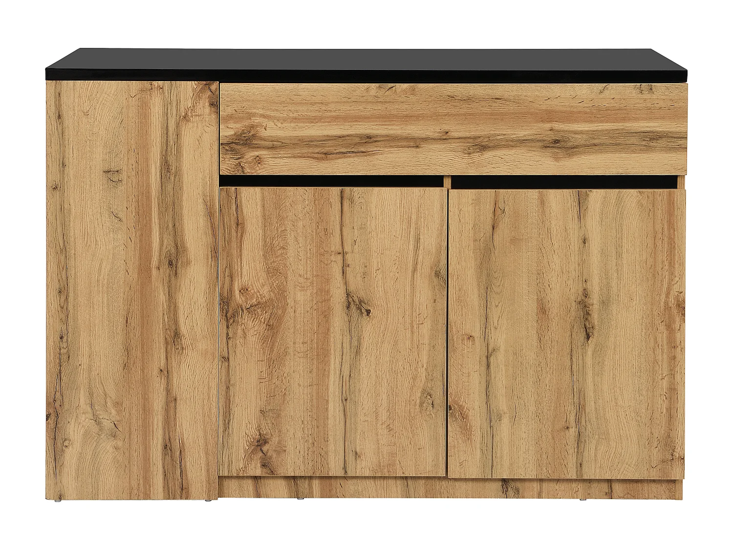 Isola centrale da cucina con vani portaoggetti Nero e Naturale - MEILI