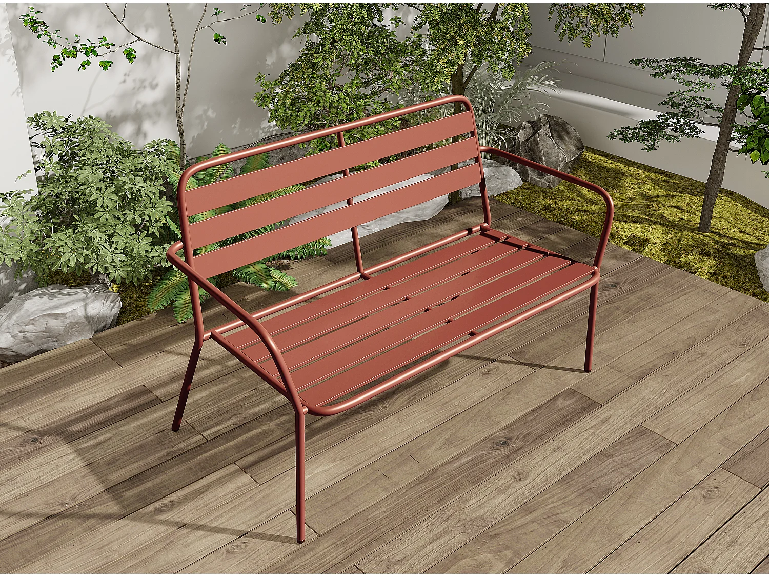 Gartenbank - Metall - Terracotta - MIRMANDE von MYLIA