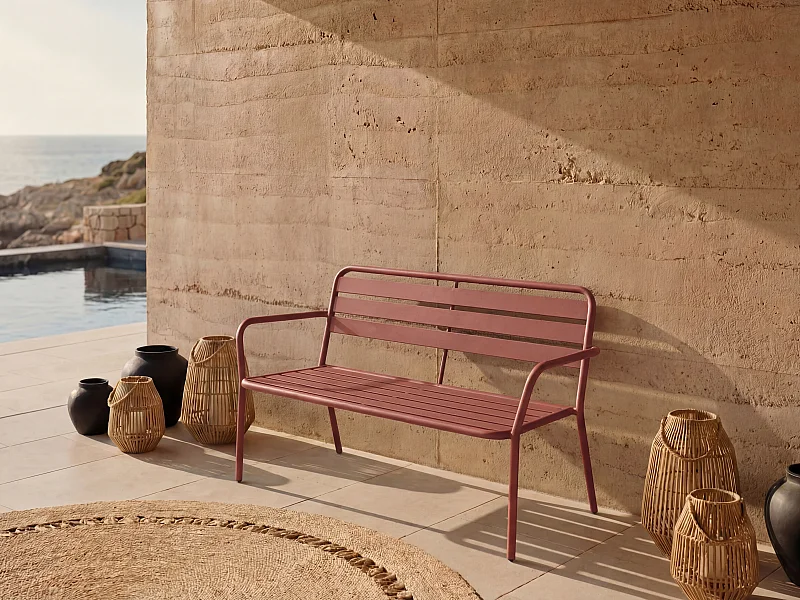 Banc de jardin en métal - Terracotta - MIRMANDE de MYLIA