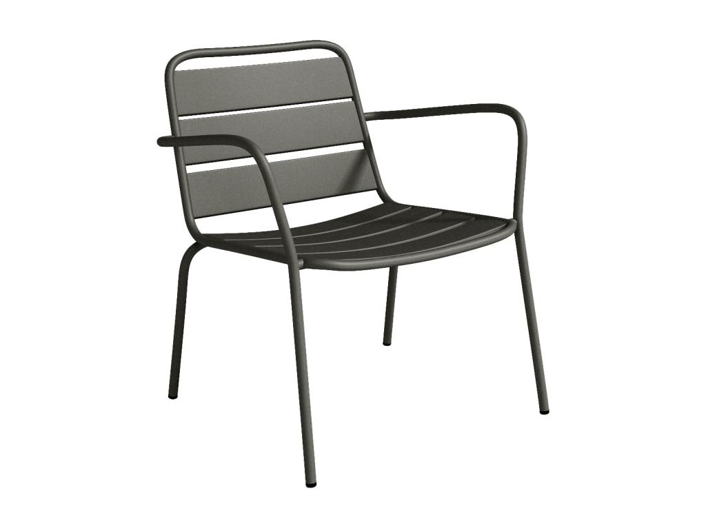 Fauteuil bas de jardin empilable en métal - Gris anthracite - MIRMANDE de MYLIA