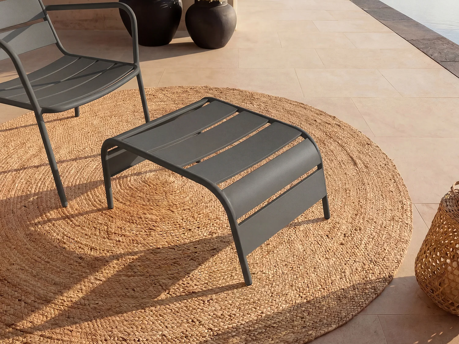 Metal footstool - Anthracite grey - MIRMANDE by MYLIA