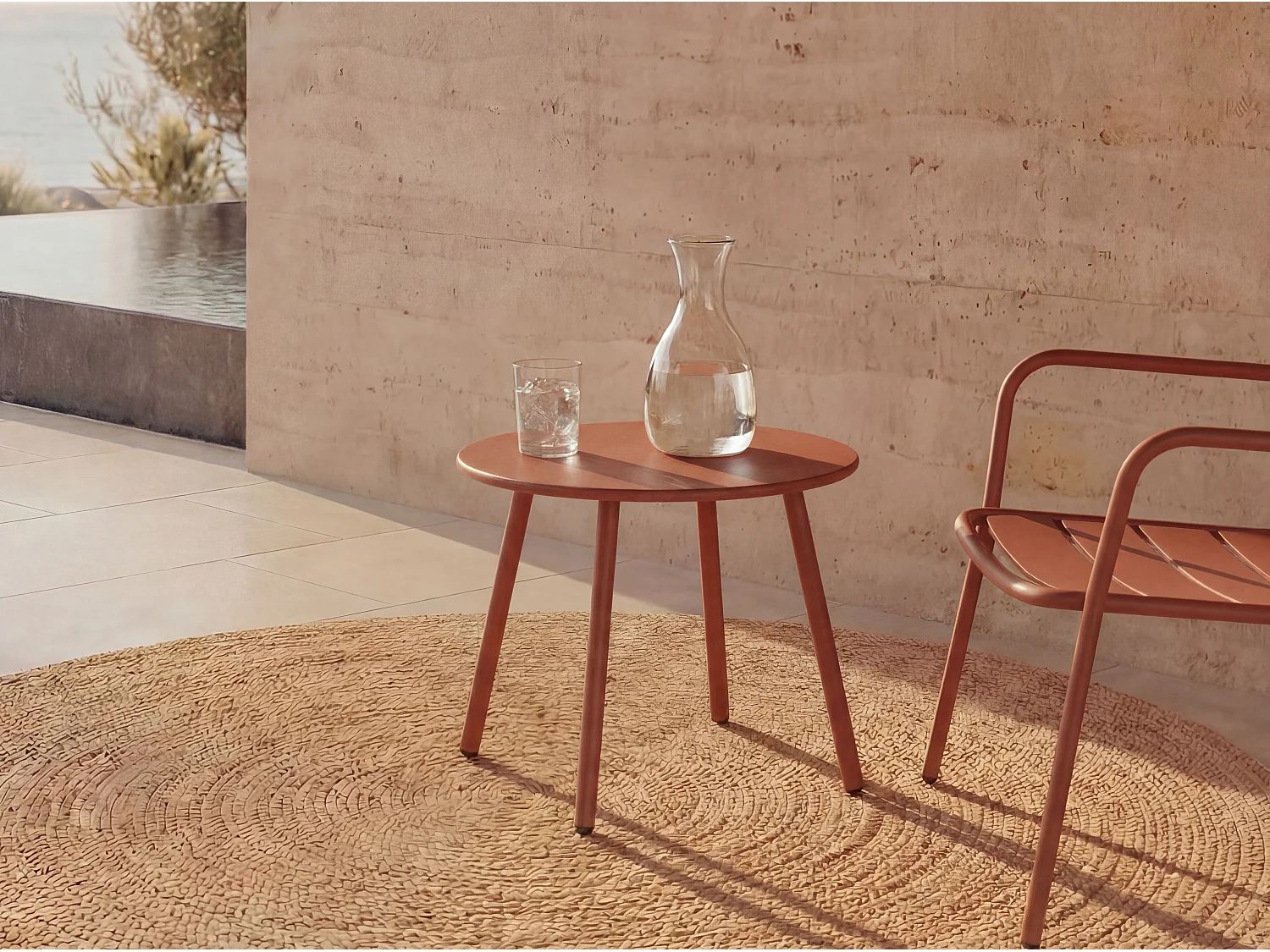 Tuinsalontafel van metaal - Terracotta - MIRMANDE