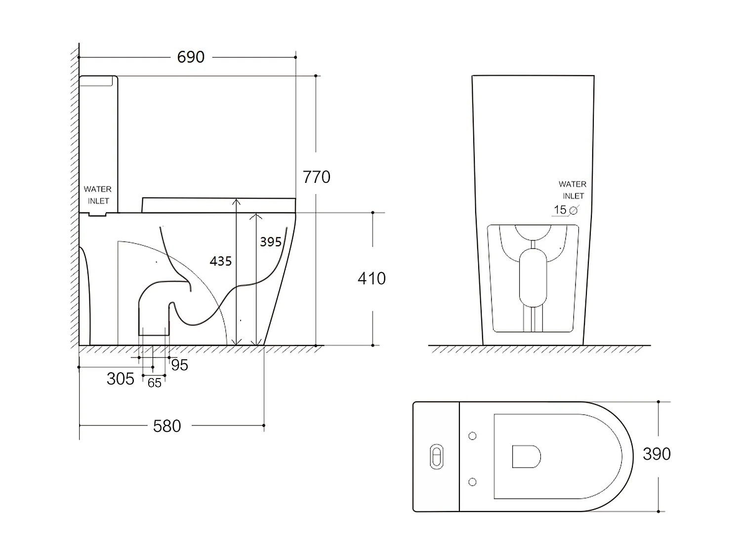 WC à poser blanc brillant en céramique - Evacuation verticale - NAGILAM