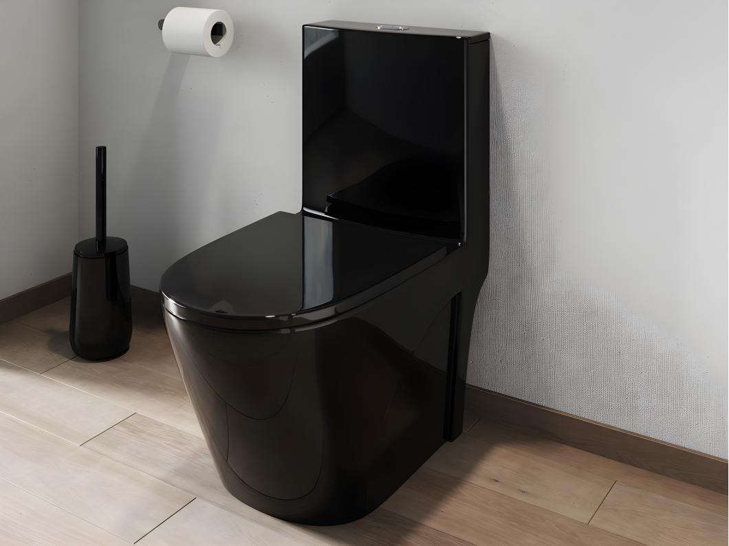 Zwart glanzend staand toilet van keramiek - NAGILAM