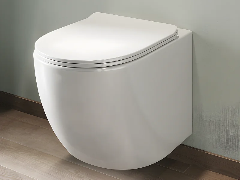 WC suspendu blanc brillant en céramique sans bride - JAVOINE