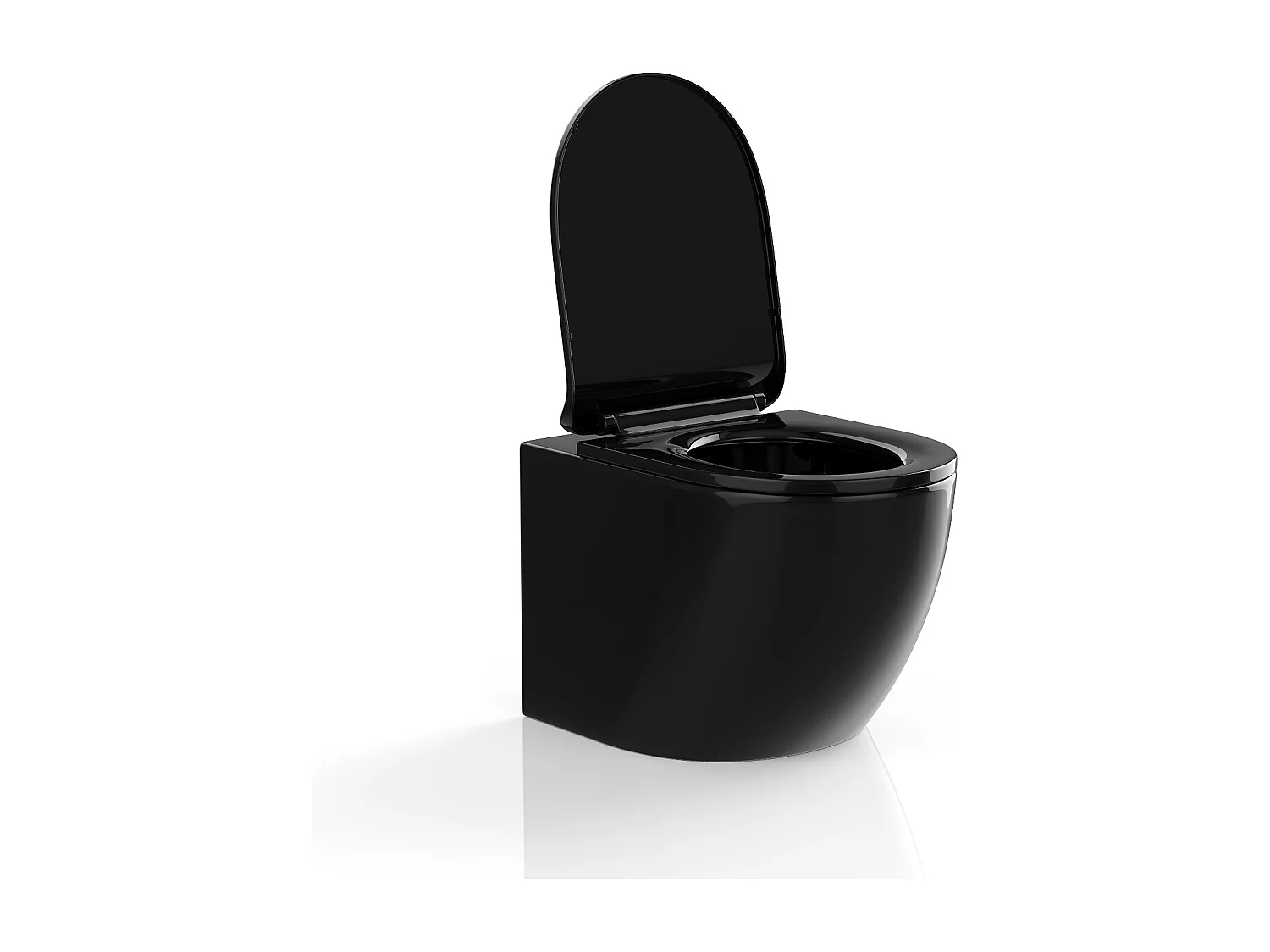 WC suspendu noir brillant en céramique sans bride - JAVOINE