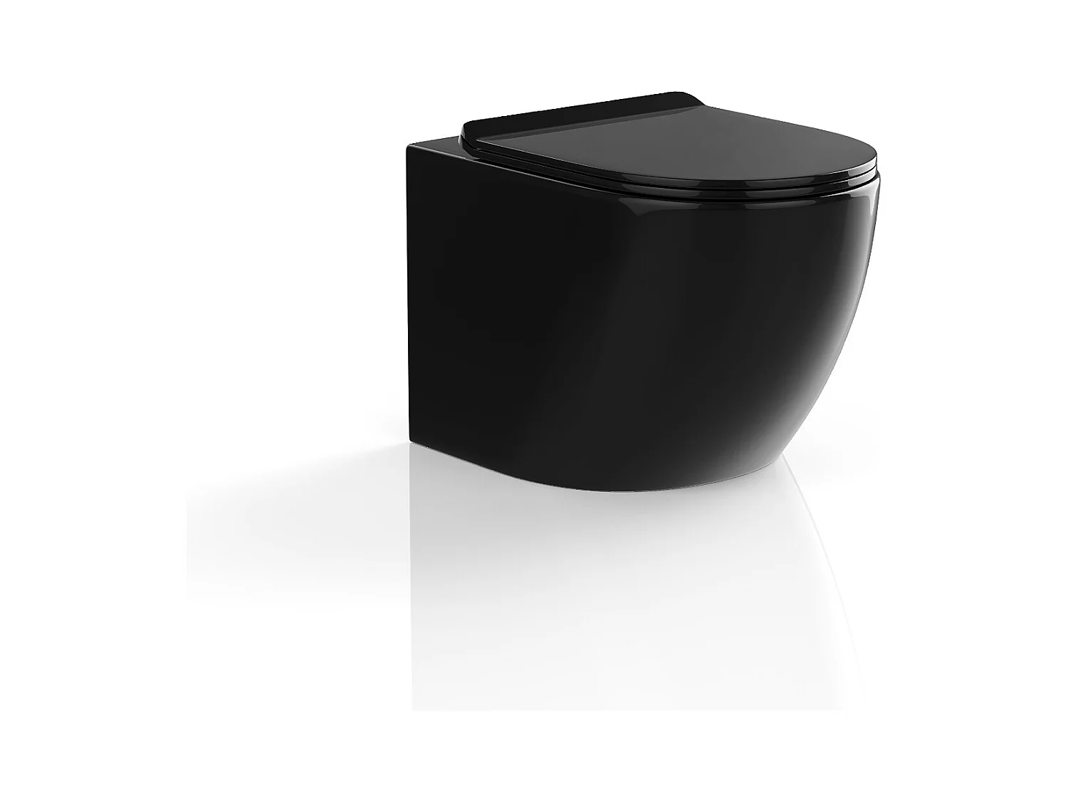 Zwarte glanzende hang-wc van keramiek zonder rand - JAVOINE