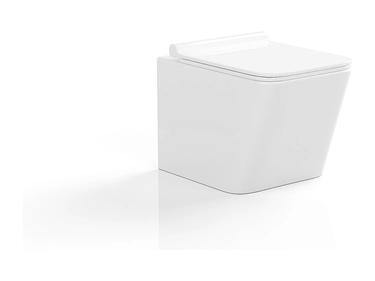 WC suspendu blanc brillant en céramique sans bride - CLEMONA
