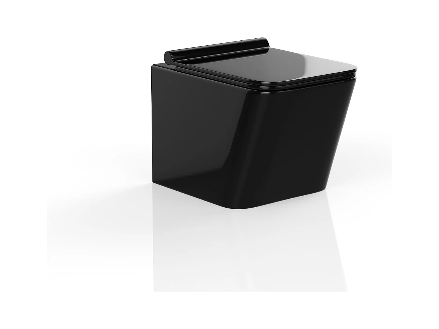 Inodoro flotante negro brillante de cerámica sin brida - CLEMONA