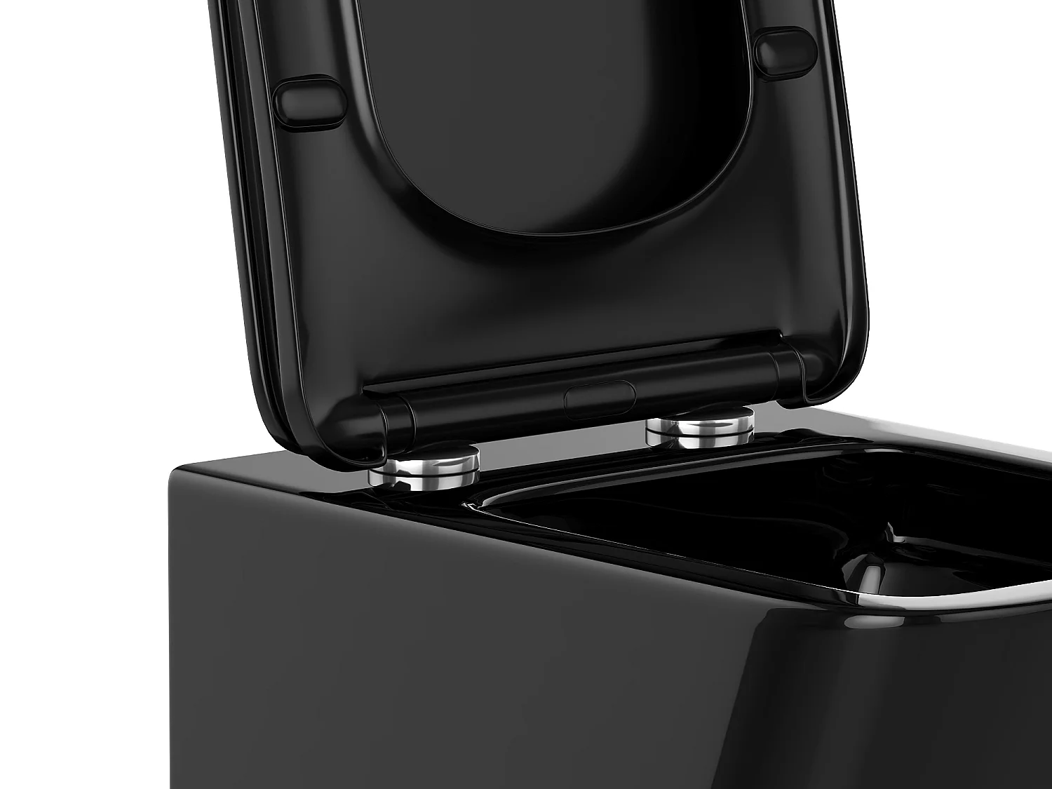 Inodoro flotante negro brillante de cerámica sin brida - CLEMONA