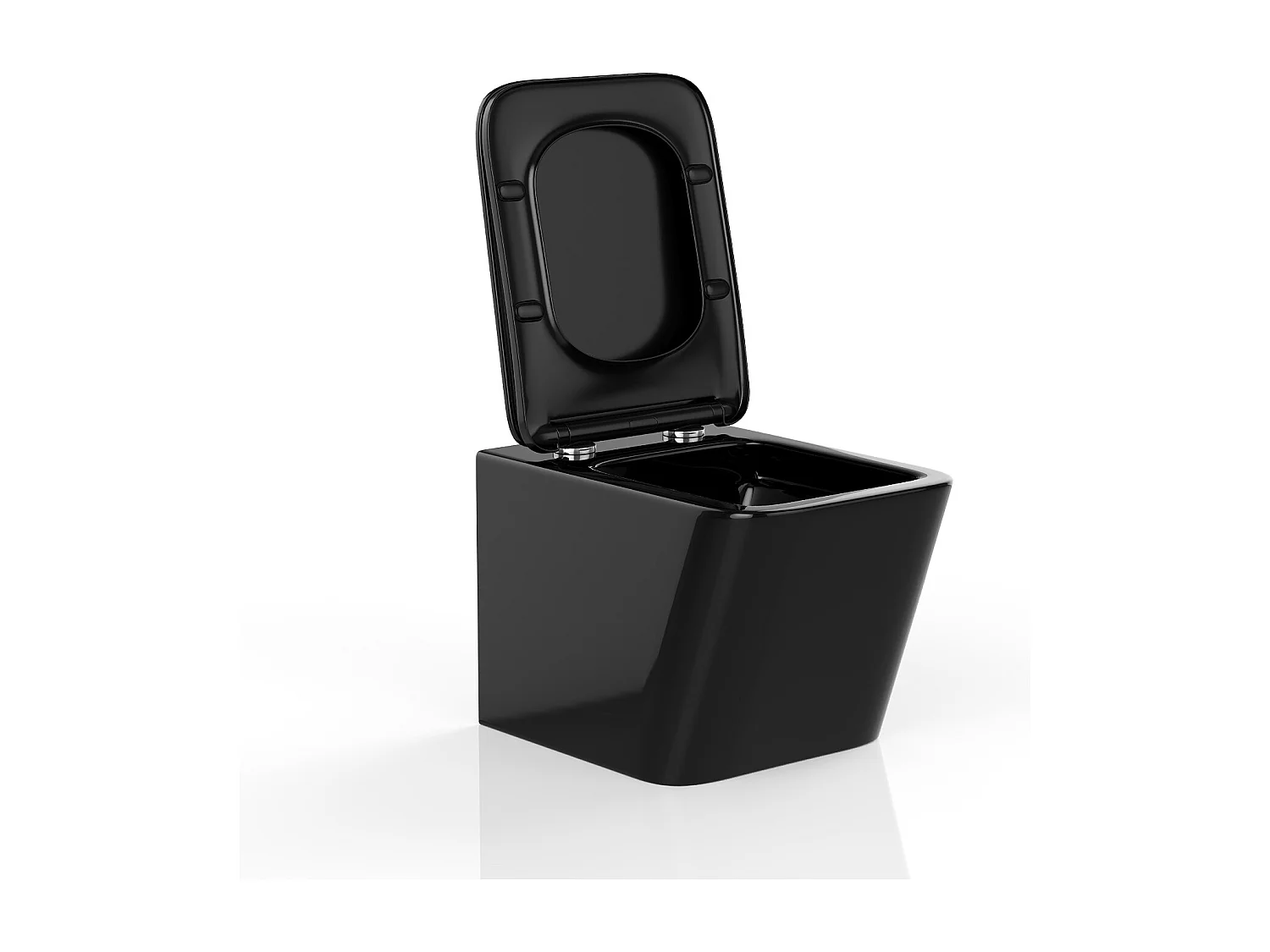 WC suspendu noir brillant en céramique sans bride - CLEMONA