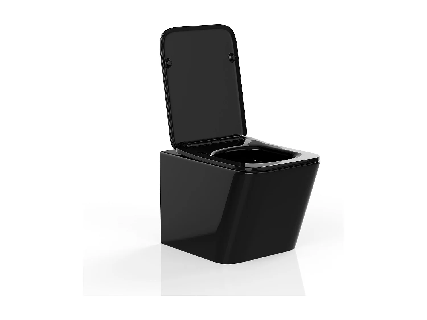 WC suspendu noir brillant en céramique sans bride - CLEMONA