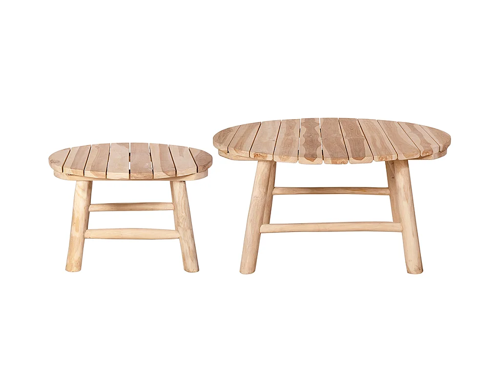 Salotto da giardino in Legno Teak chiaro e Bianco - TULUM