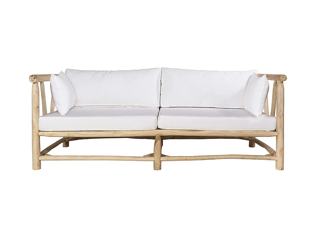 Salotto da giardino in Legno Teak chiaro e Bianco - TULUM