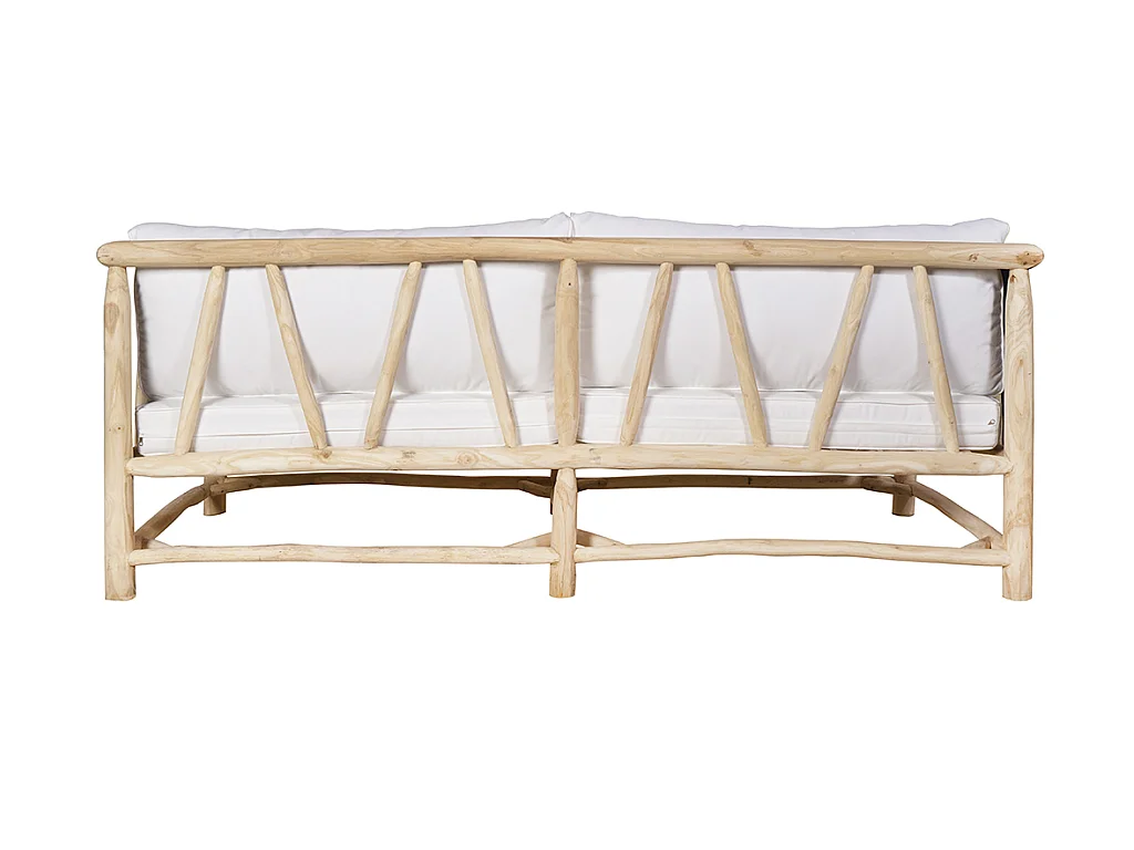 Salotto da giardino in Legno Teak chiaro e Bianco - TULUM