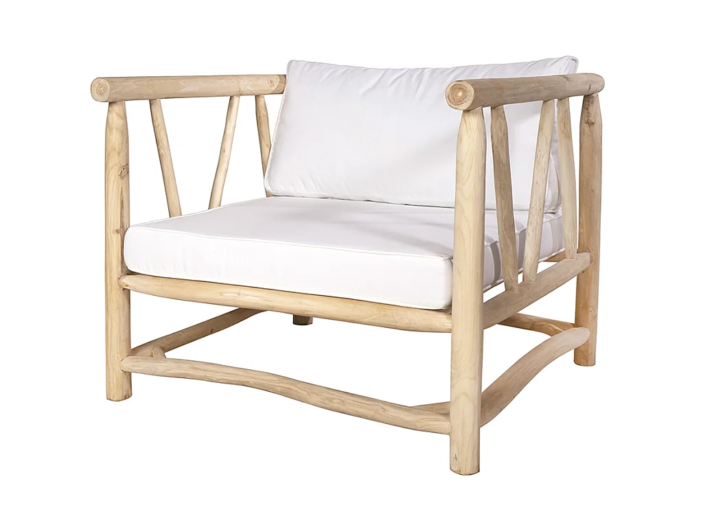 Salotto da giardino in Legno Teak chiaro e Bianco - TULUM