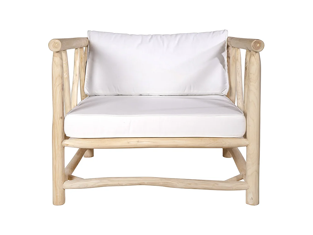 Salotto da giardino in Legno Teak chiaro e Bianco - TULUM