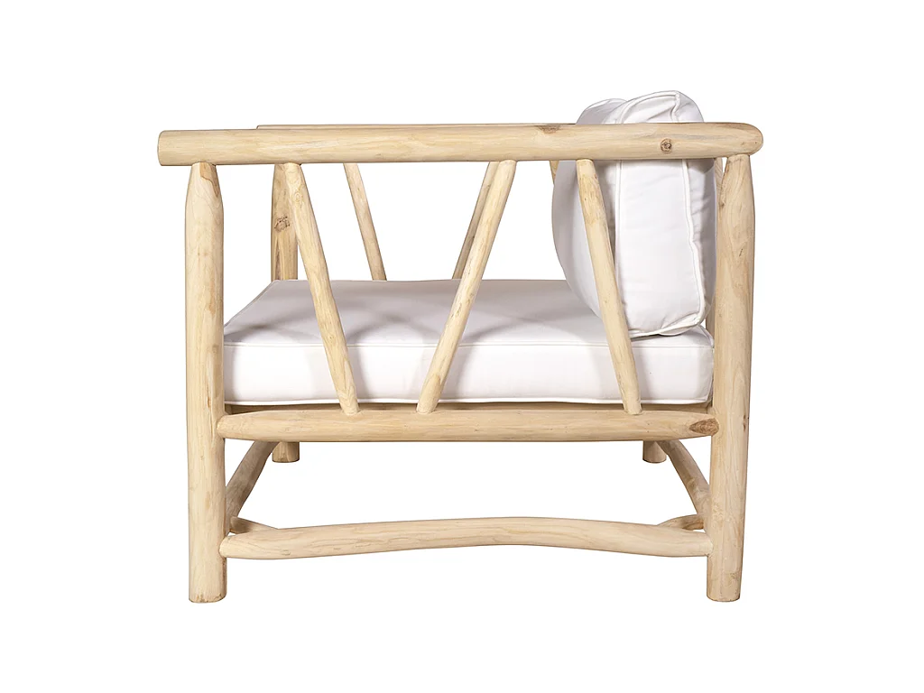 Salotto da giardino in Legno Teak chiaro e Bianco - TULUM