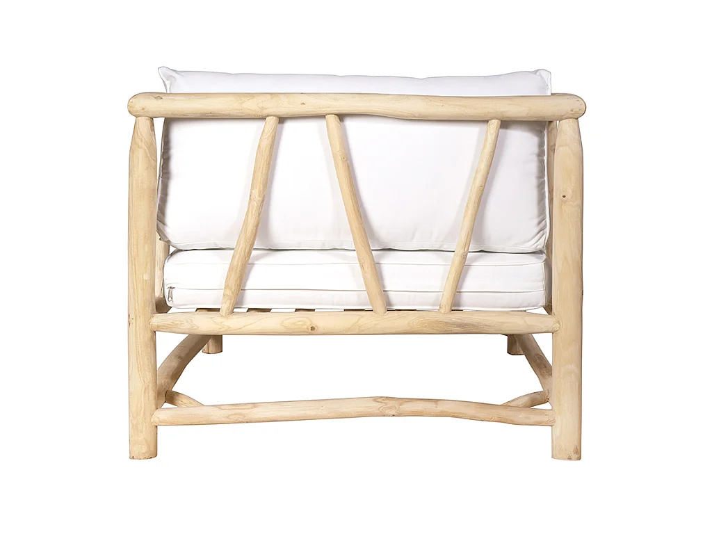 Salotto da giardino in Legno Teak chiaro e Bianco - TULUM