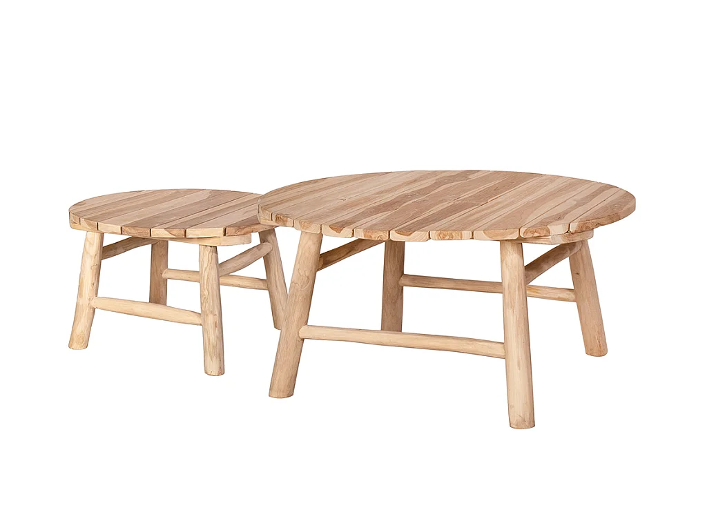 Salotto da giardino in Legno Teak chiaro e Bianco - TULUM