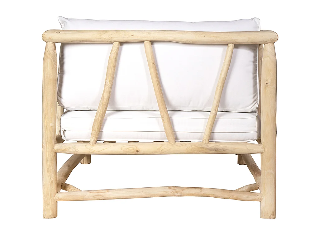 Loungeset: 3-zitsbank + 2 stoelen + 2 salontafels - Lichtkleurig teakhout & wit - TULUM