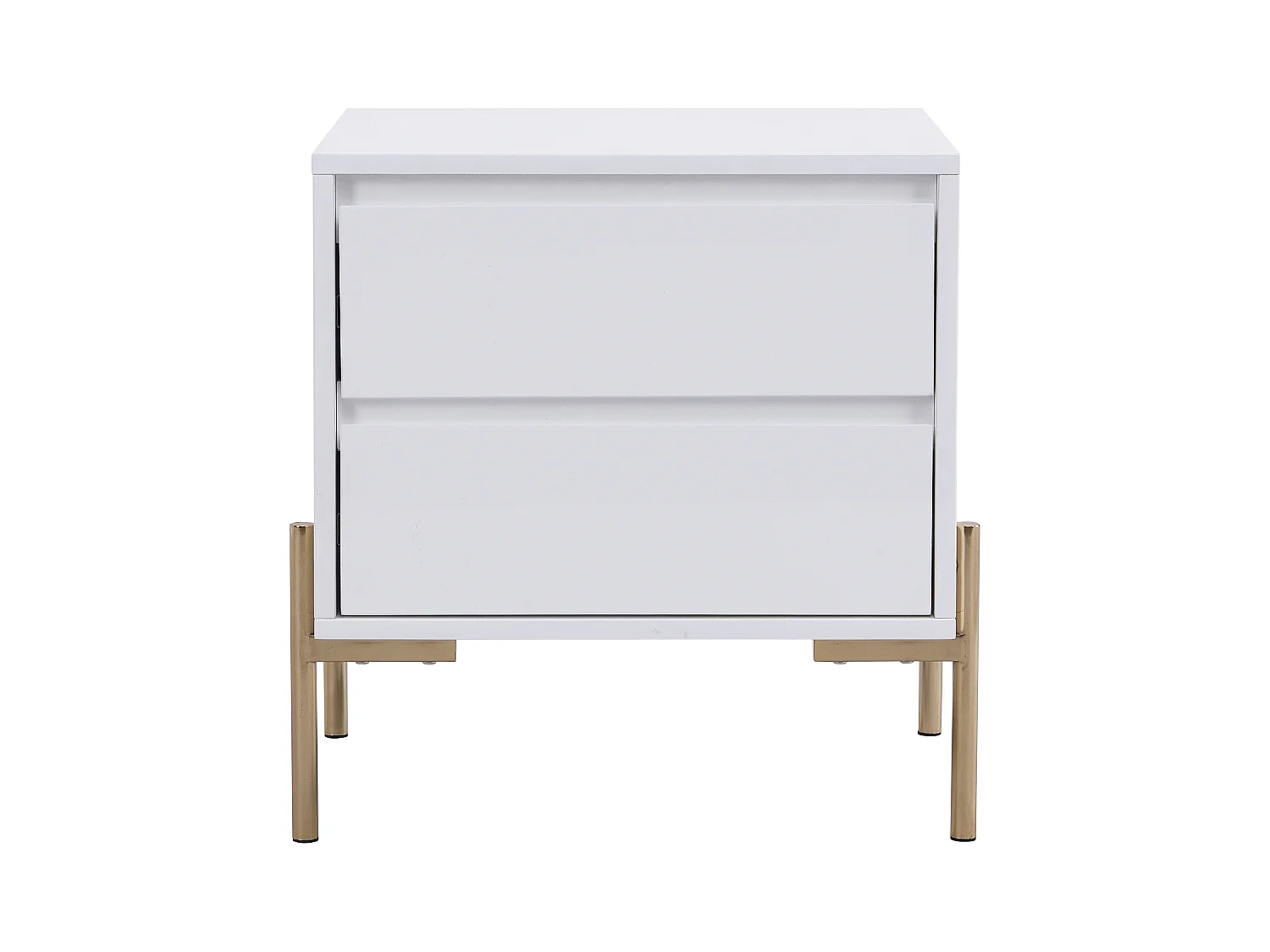 Table de chevet 2 tiroirs - MDF et métal - Blanc laqué et doré - KORASA de Pascal Morabito