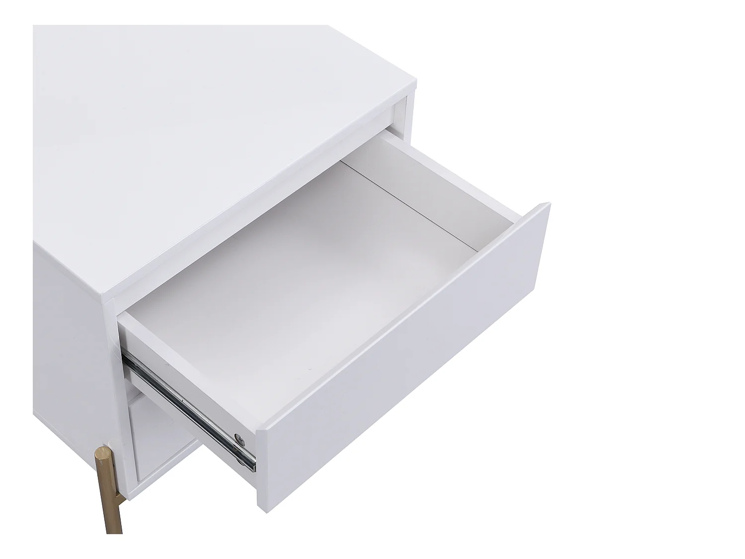 Table de chevet 2 tiroirs - MDF et métal - Blanc laqué et doré - KORASA de Pascal Morabito