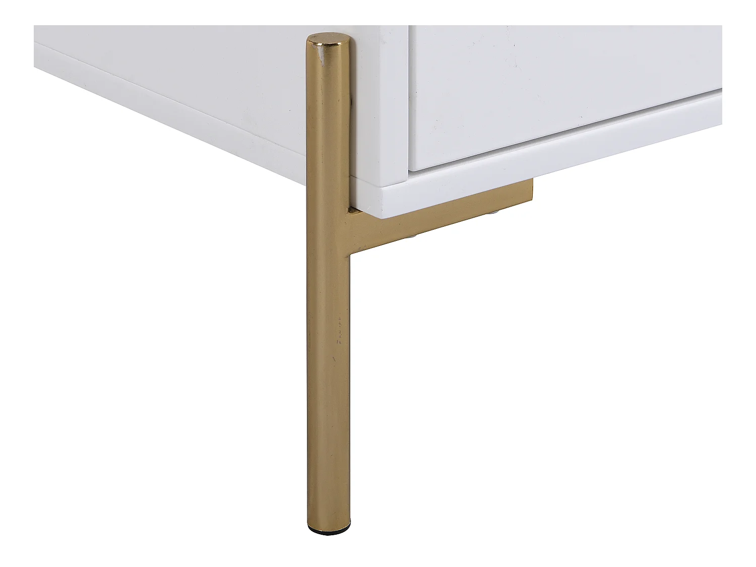 Table de chevet 2 tiroirs - MDF et métal - Blanc laqué et doré - KORASA de Pascal Morabito