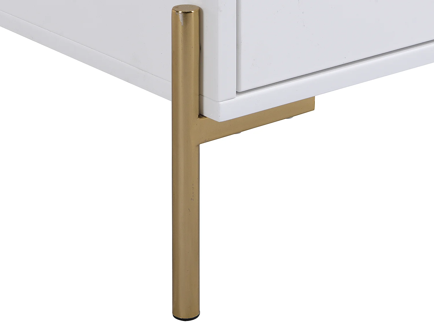 Table de chevet 2 tiroirs - MDF et métal - Blanc laqué et doré - KORASA de Pascal Morabito