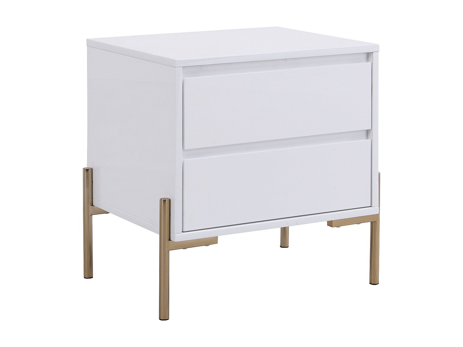 Nachttisch mit 2 Schubladen - MDF & Metall - Goldfarben & Weiß lackiert - K günstig online kaufen