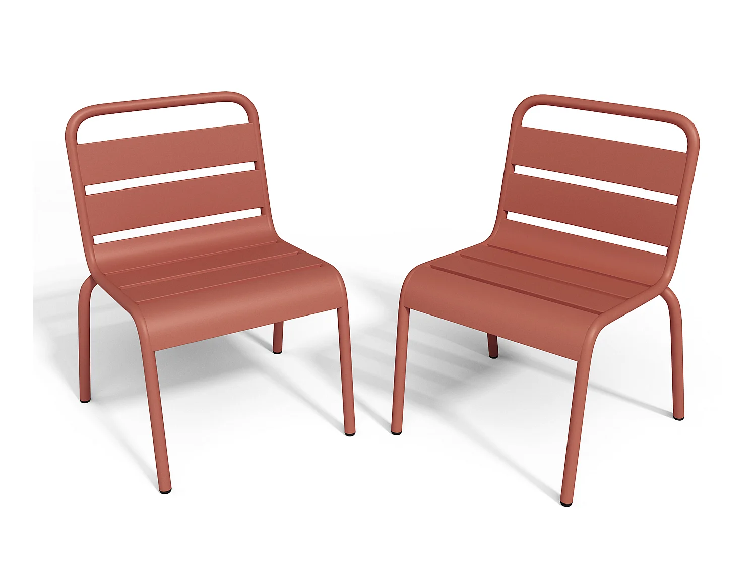 Set van 2 opstapelbare tuinstoelen voor kinderen van metaal - Terracotta - POPAYAN