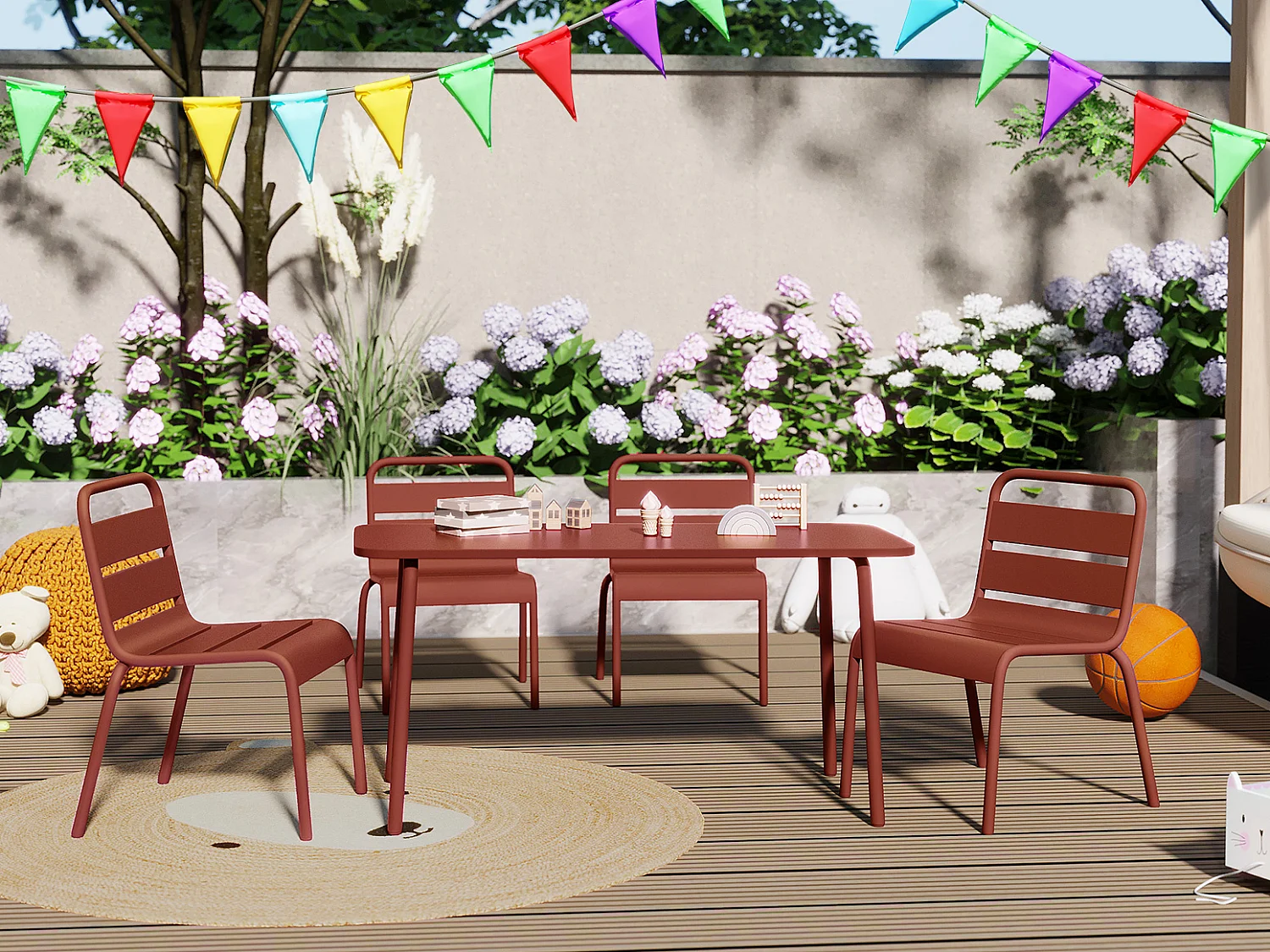 Lot de 2 chaises de jardin empilables pour enfants en métal - Terracotta - POPAYAN de MYLIA