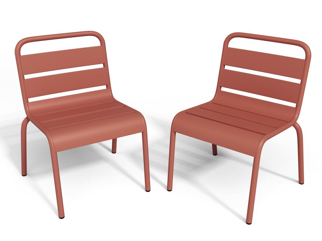 Gartenstuhl für Kinder stapelbar 2er-Set - Metall - Terracotta - POPAYAN von MYLIA