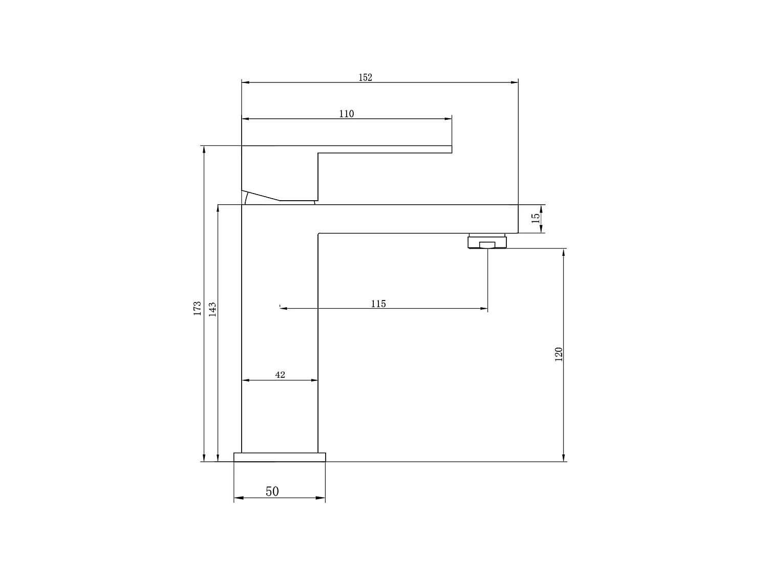 Mechanischer Einhebelmischer - eckig - Edelstahl - Ausführung Nickel gebürstet - 17,3 cm - CANILAS