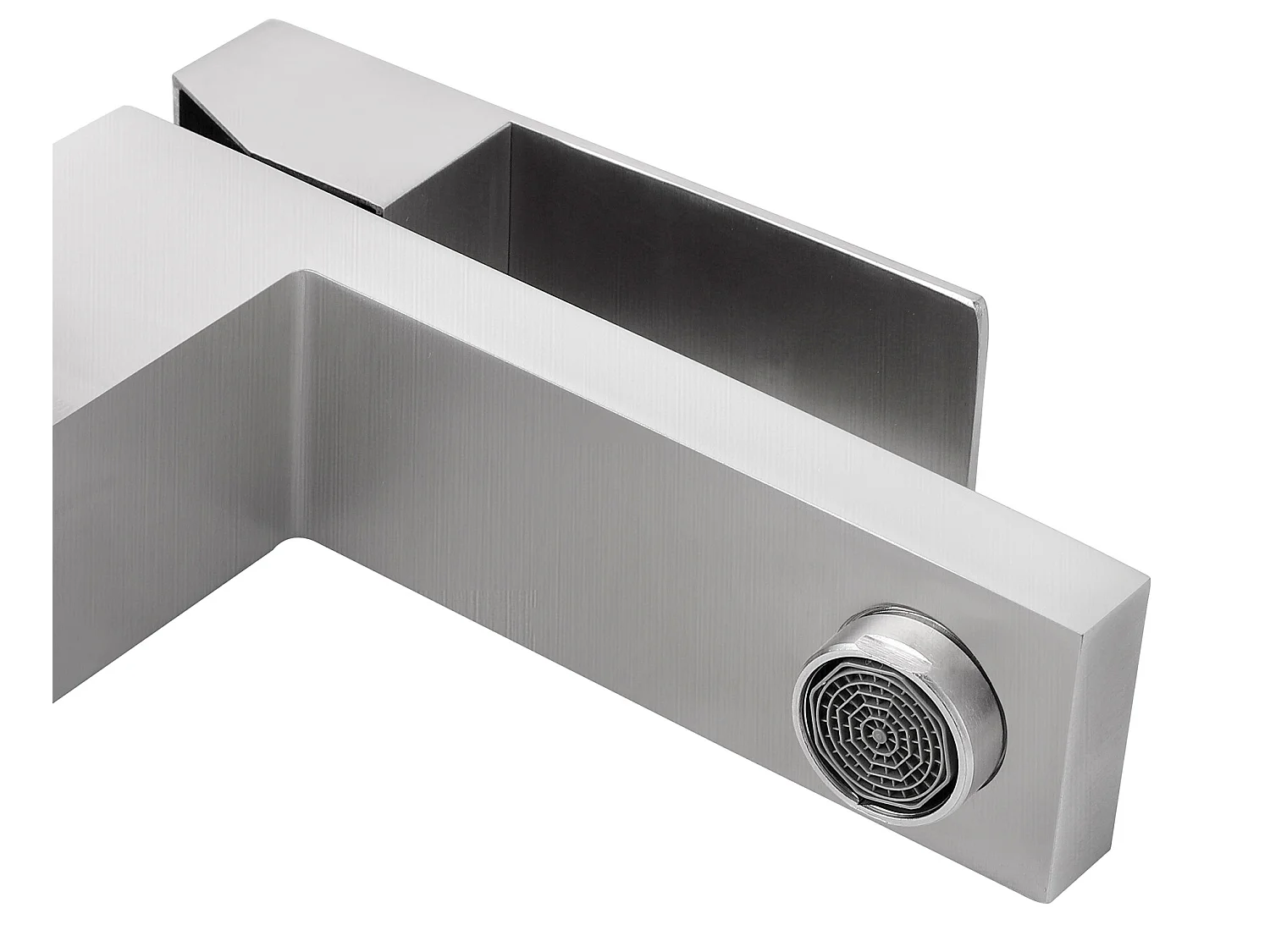 [OLD VERSION]Robinet mitigeur mécanique carré en inox - Coloris nickel brossé - H17,3 cm - CANILAS