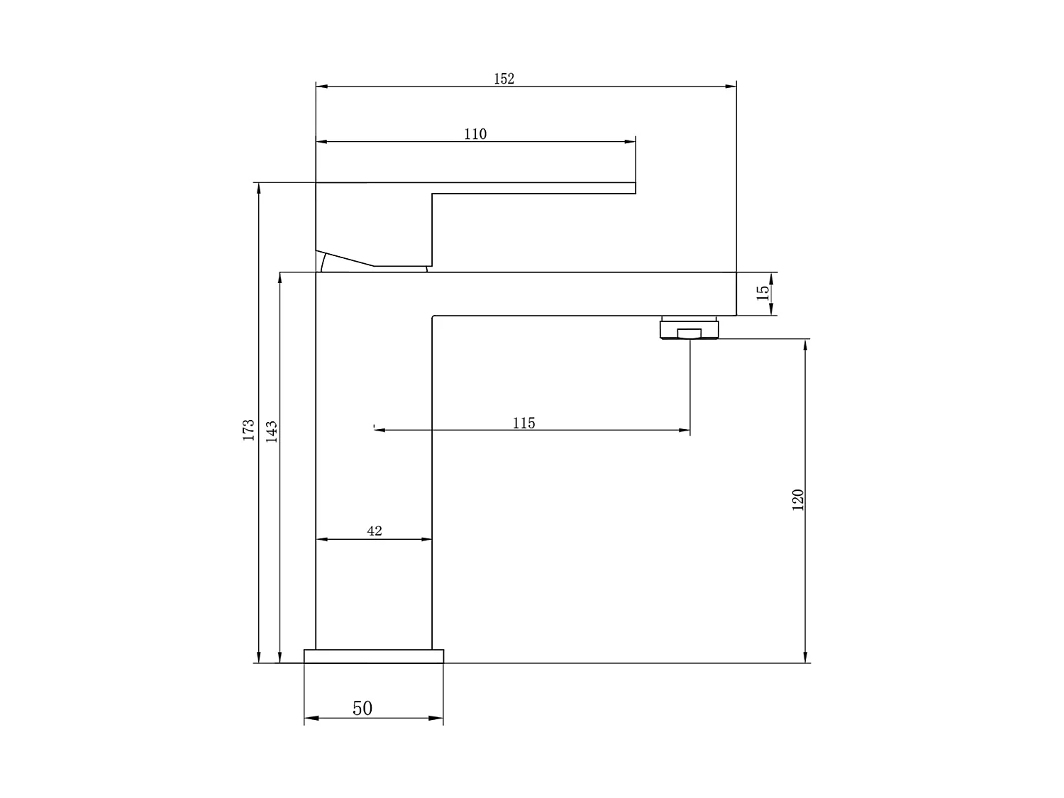 [OLD VERSION]Robinet mitigeur mécanique carré en inox - Coloris nickel brossé - H17,3 cm - CANILAS