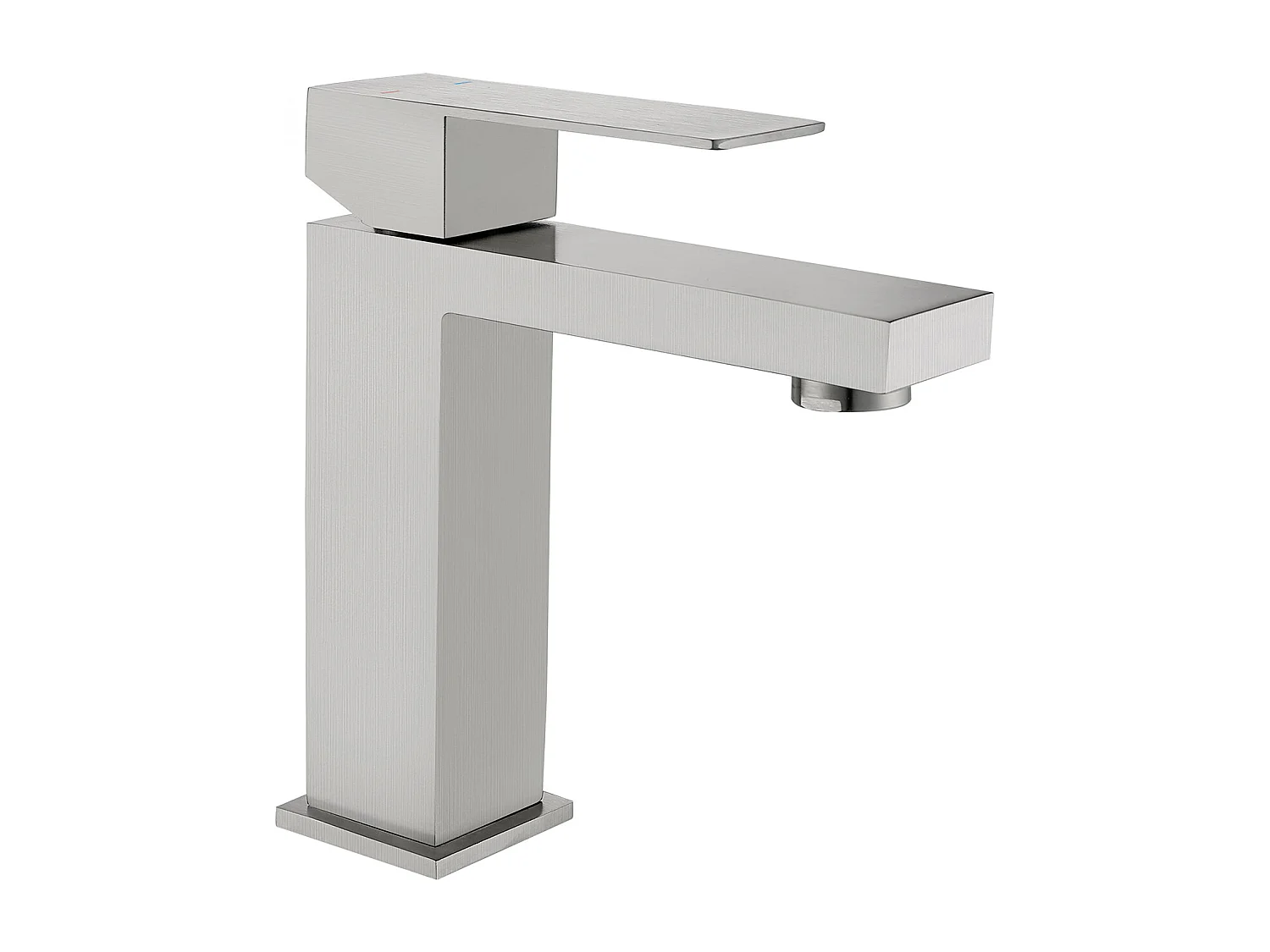 [OLD VERSION]Robinet mitigeur mécanique carré en inox - Coloris nickel brossé - H17,3 cm - CANILAS