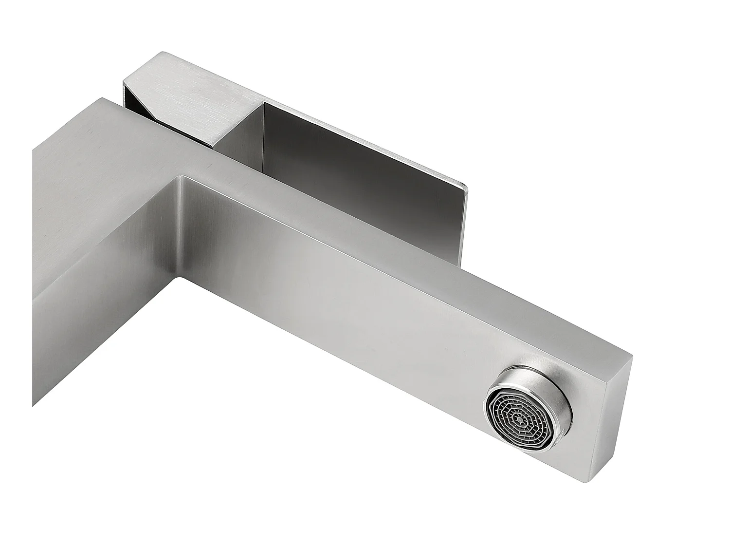Grifo mezclador mecánico cuadrado de acero inoxidable - Acabado níquel cepillado - H31 cm - CANILAS