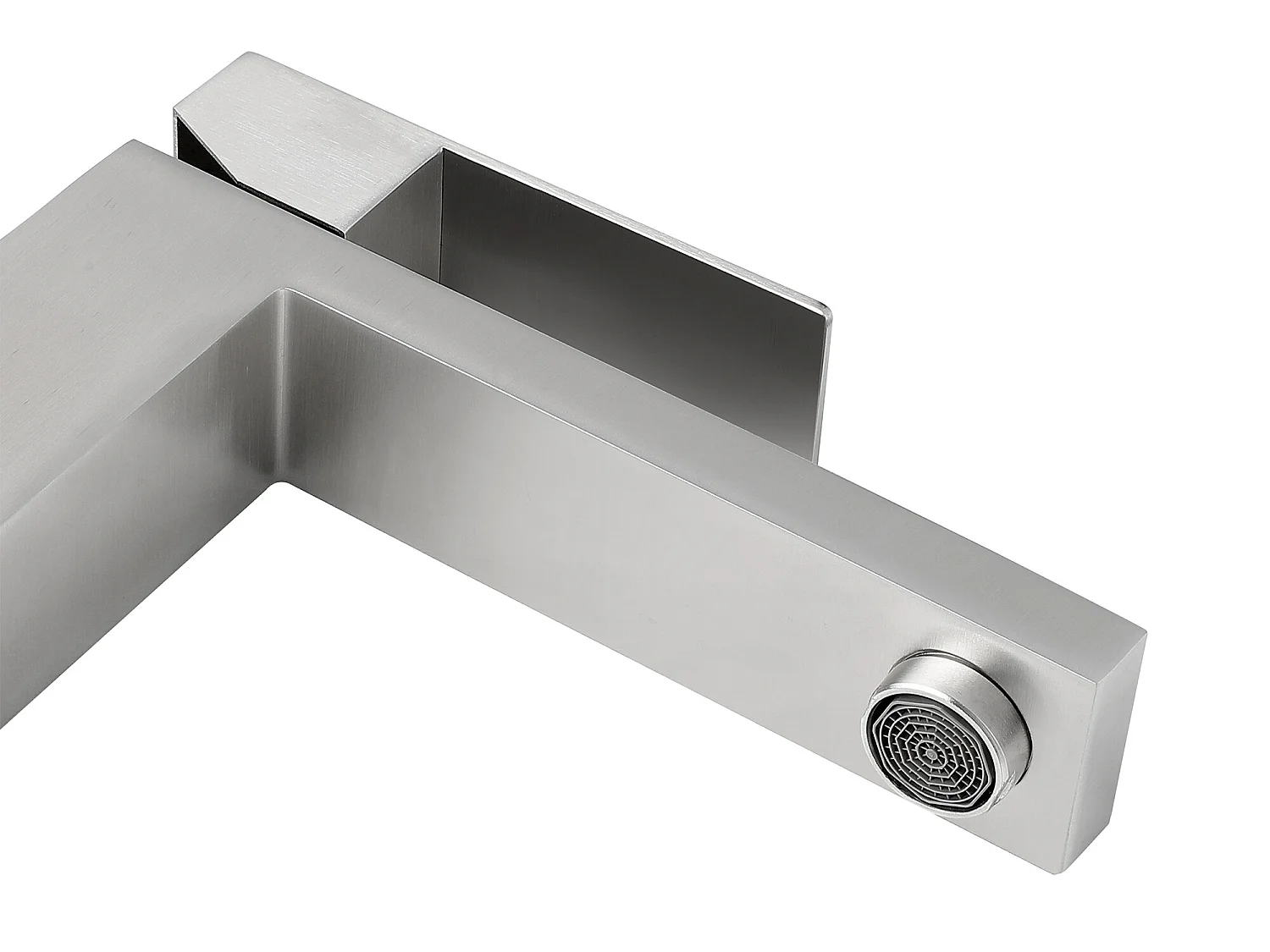 Robinet mitigeur mécanique carré en inox - Coloris nickel brossé - H31 cm - CANILAS